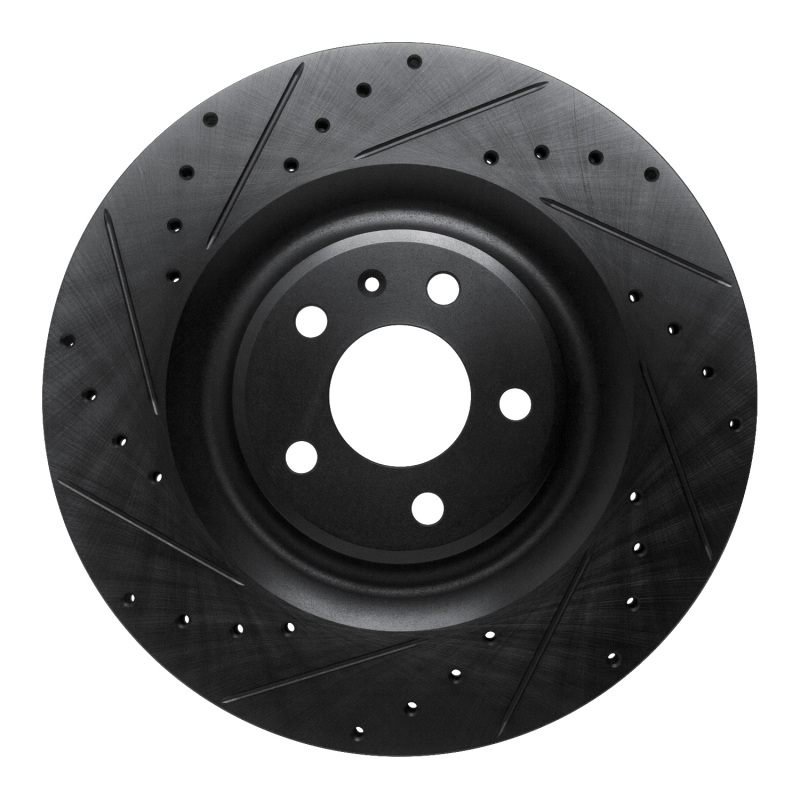 Audi Q8 e-Tron Sportback Brake Rotor (1) - Rear Left - R1 Concepts - Drilled & Slotted - Black - `17-`25